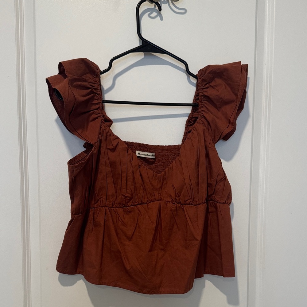 Women's Ruffled Brown Top